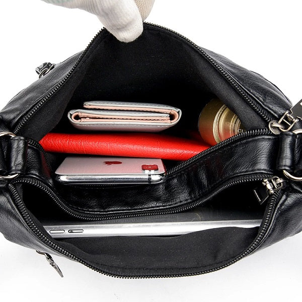 Multi Pocket Designer Casual Soft Leather Shoulder Bag Mssza