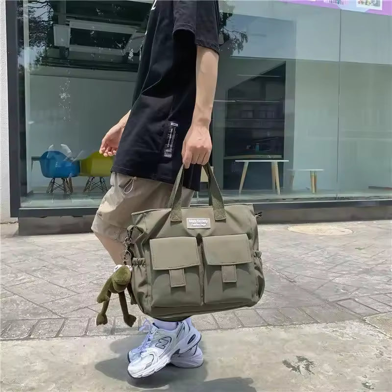 Multi Pocket Nylon Messenger Preppy Canvas Waterproof Shoulder Handbag Mssza