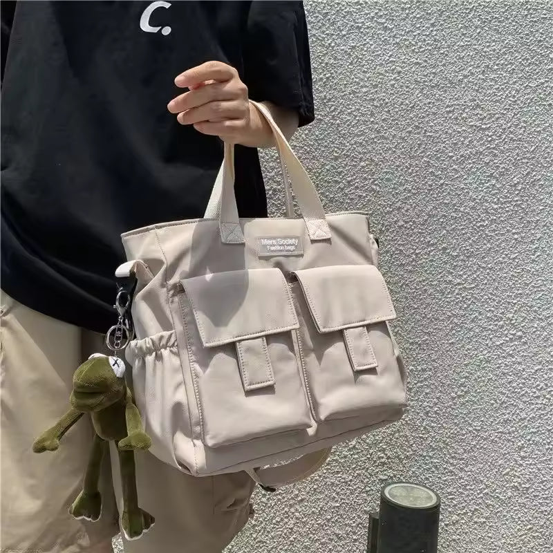 Multi Pocket Nylon Messenger Preppy Canvas Waterproof Shoulder Handbag Mssza