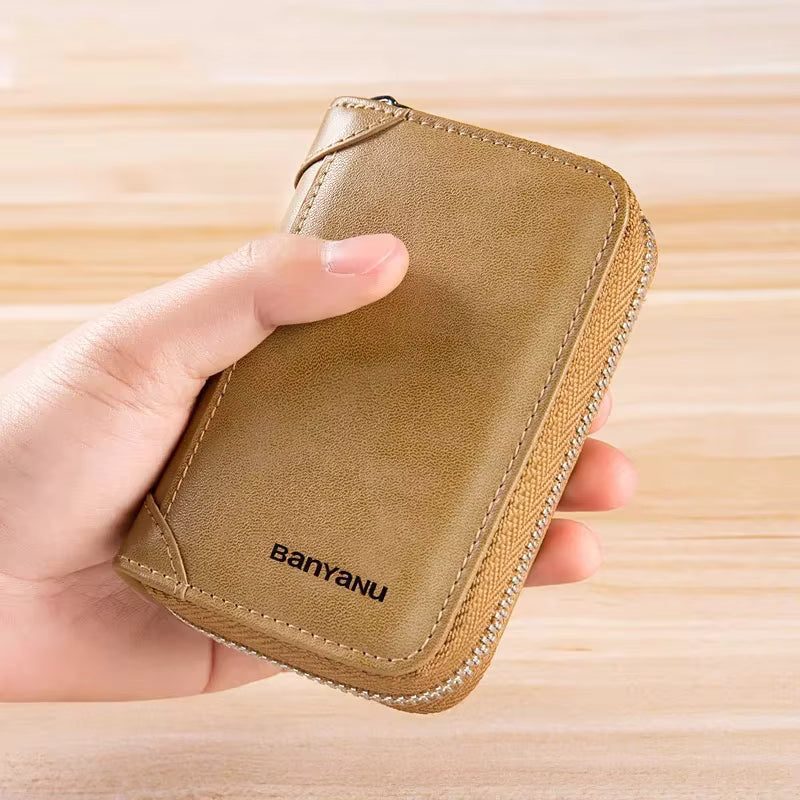 Multi Slot Wallet Genuine Leather Business Bank Credit Card Holder Mssza
