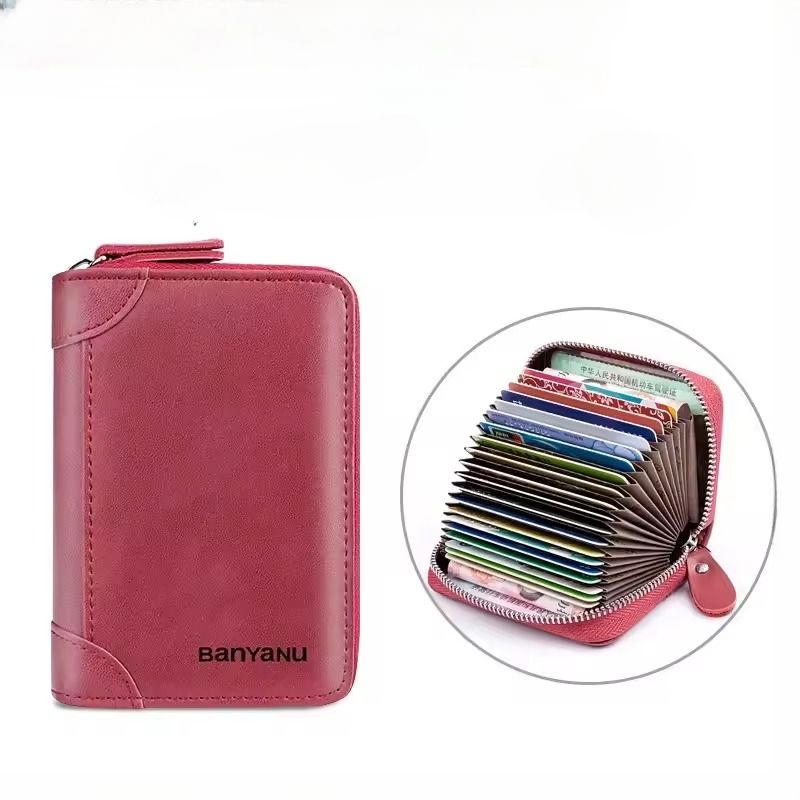 Multi Slot Wallet Genuine Leather Business Bank Credit Card Holder Mssza