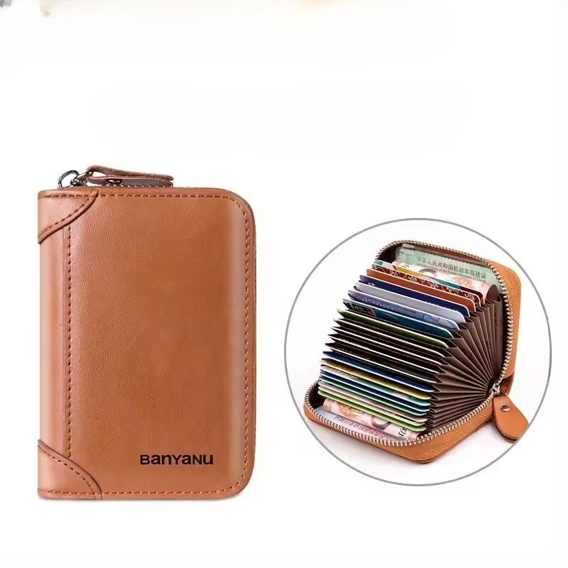 Multi Slot Wallet Genuine Leather Business Bank Credit Card Holder Mssza