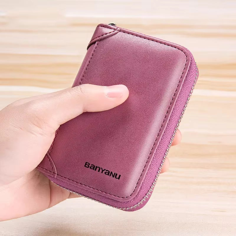 Multi Slot Wallet Genuine Leather Business Bank Credit Card Holder Mssza