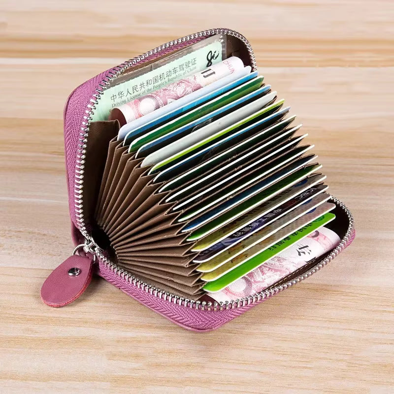 Multi Slot Wallet Genuine Leather Business Bank Credit Card Holder Mssza