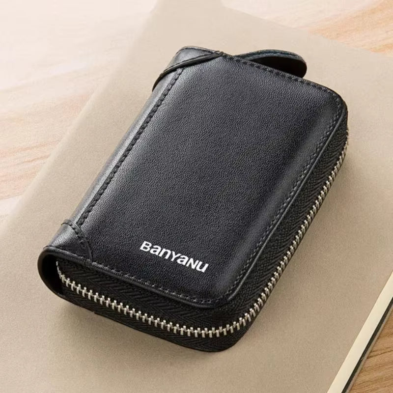 Multi Slot Wallet Genuine Leather Business Bank Credit Card Holder Mssza