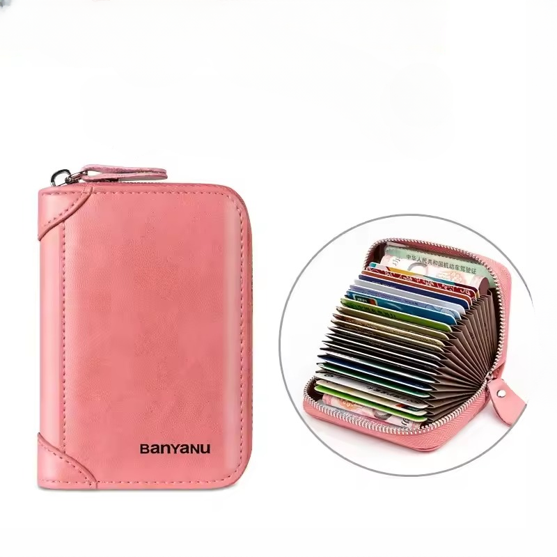 Multi Slot Wallet Genuine Leather Business Bank Credit Card Holder Mssza