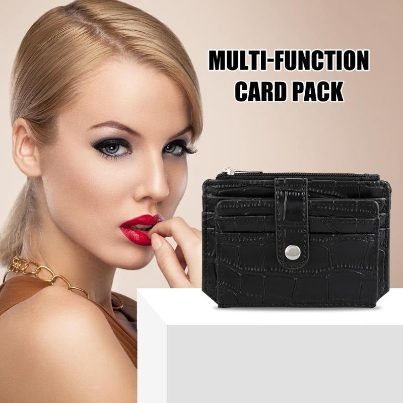 Multi-function Solid PU Leather Short Clutch Wallet Mssza