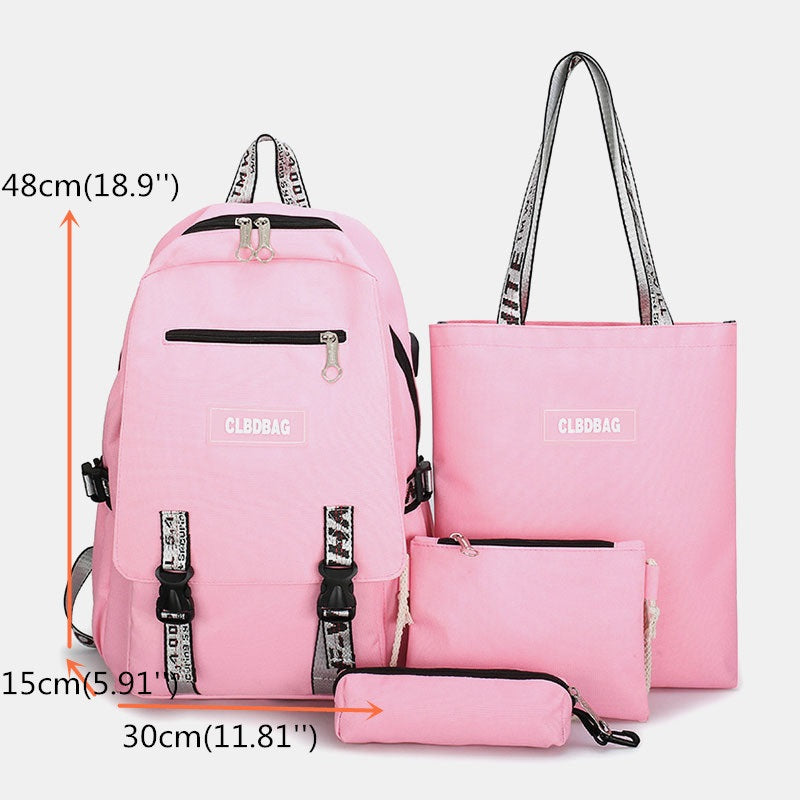 Multifunction USB Charging Backpack 4PCS School Bag Mssza