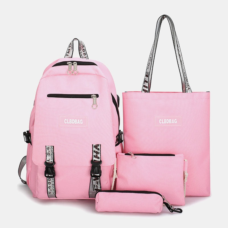 Multifunction USB Charging Backpack 4PCS School Bag Mssza