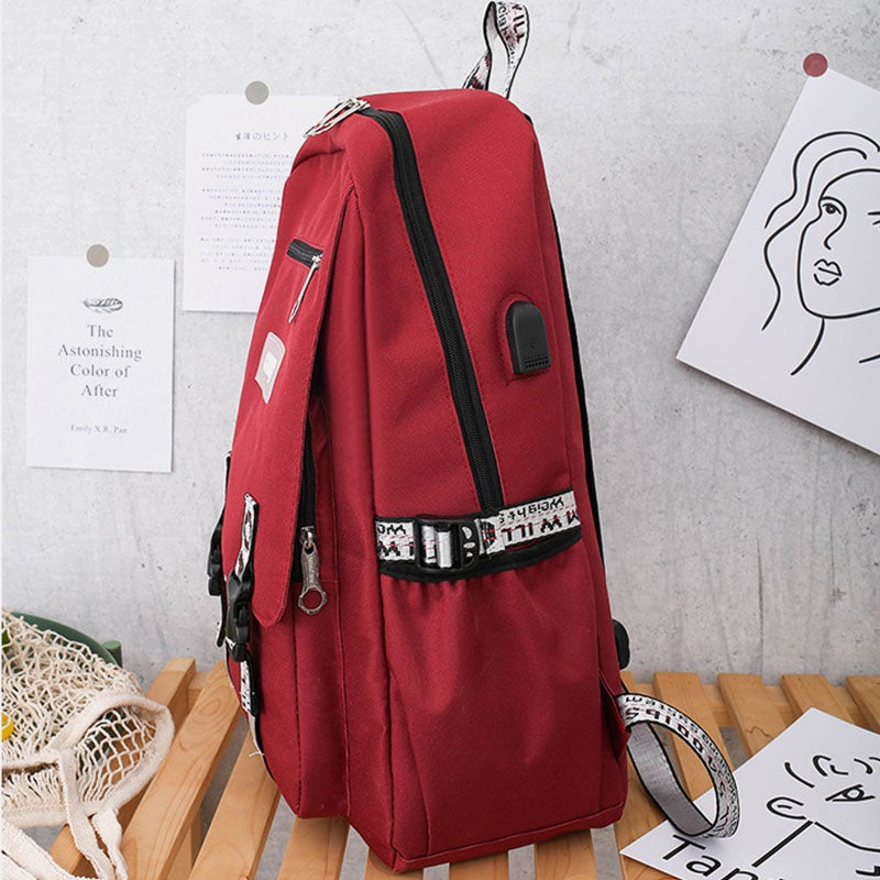 Multifunction USB Charging Backpack 4PCS School Bag Mssza
