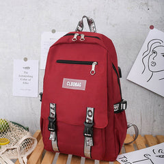 Multifunction USB Charging Backpack 4PCS School Bag Mssza
