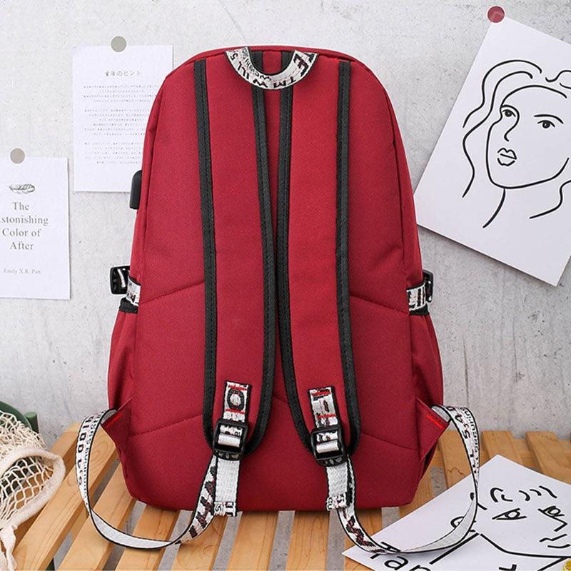 Multifunction USB Charging Backpack 4PCS School Bag Mssza