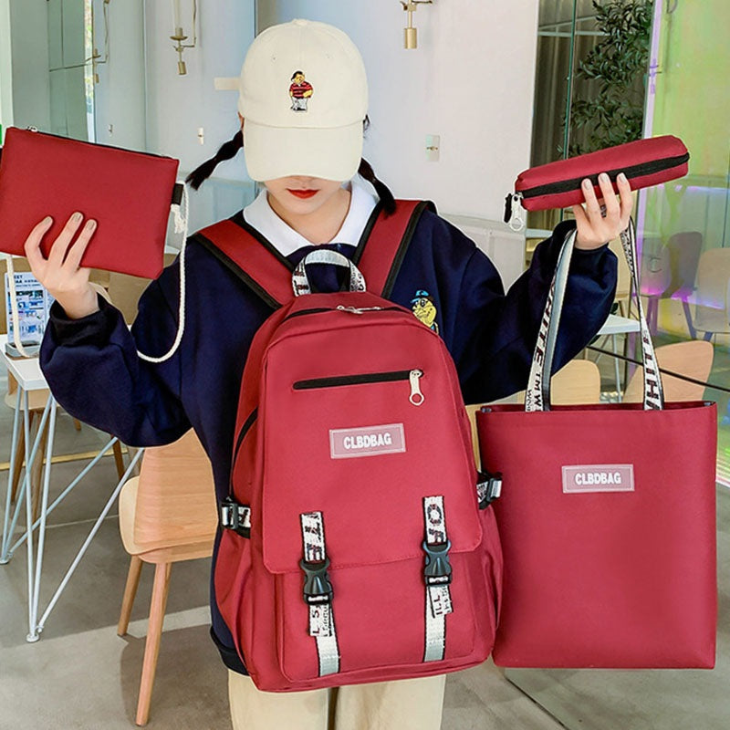 Multifunction USB Charging Backpack 4PCS School Bag Mssza