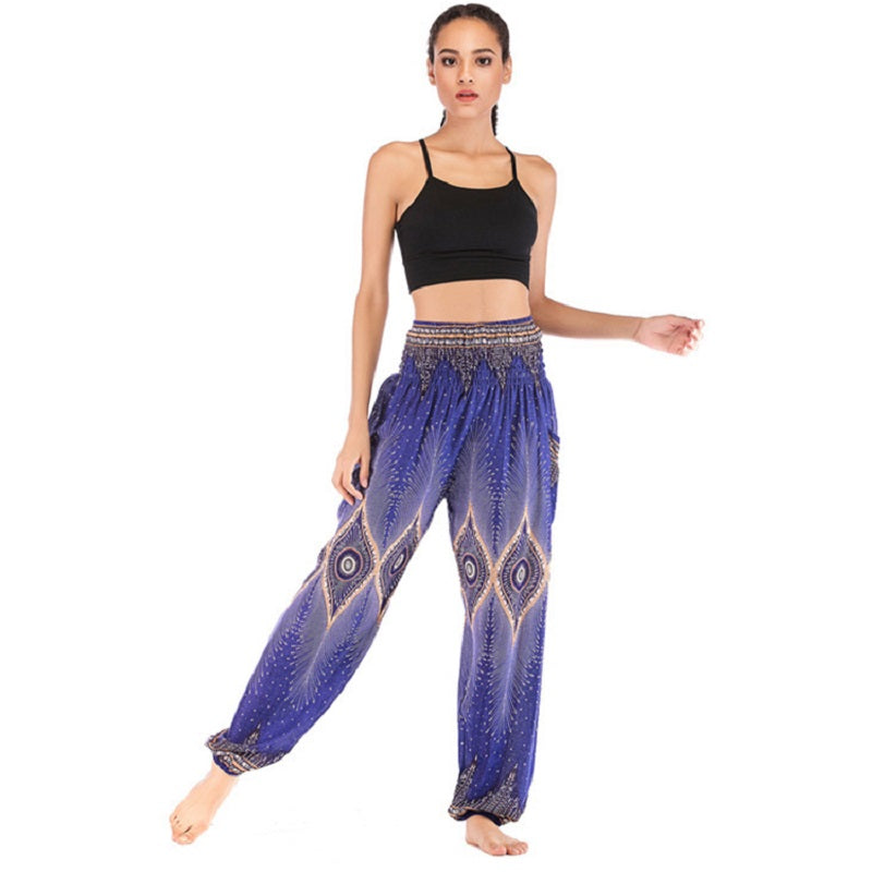 National Print High Waist Lantern Yoga Pants Mssza