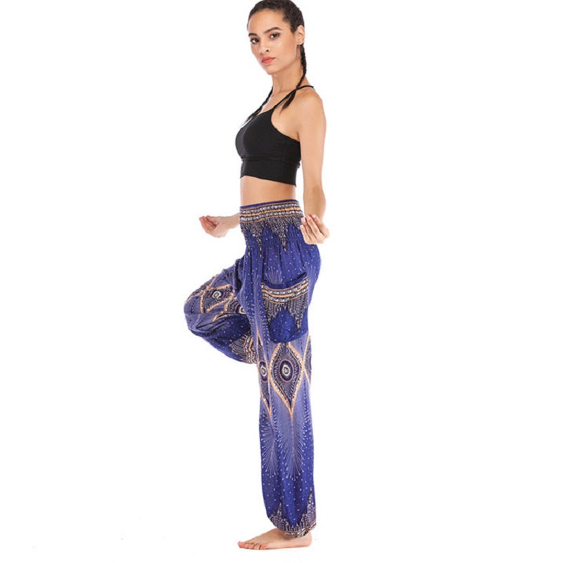 National Print High Waist Lantern Yoga Pants Mssza
