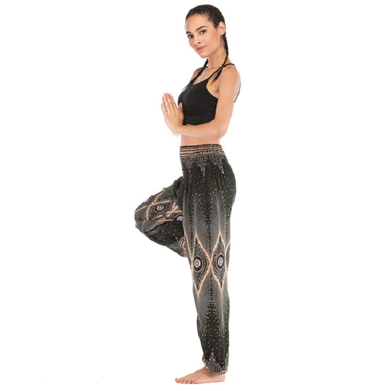 National Print High Waist Lantern Yoga Pants Mssza