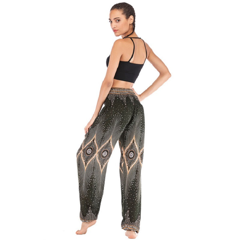 National Print High Waist Lantern Yoga Pants Mssza