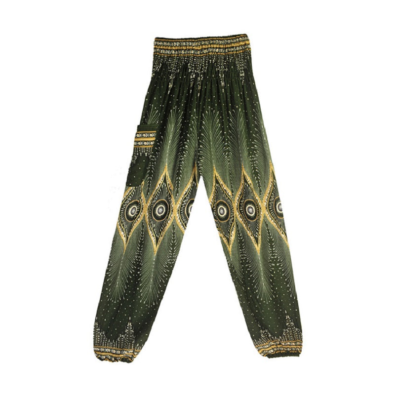 National Print High Waist Lantern Yoga Pants Mssza