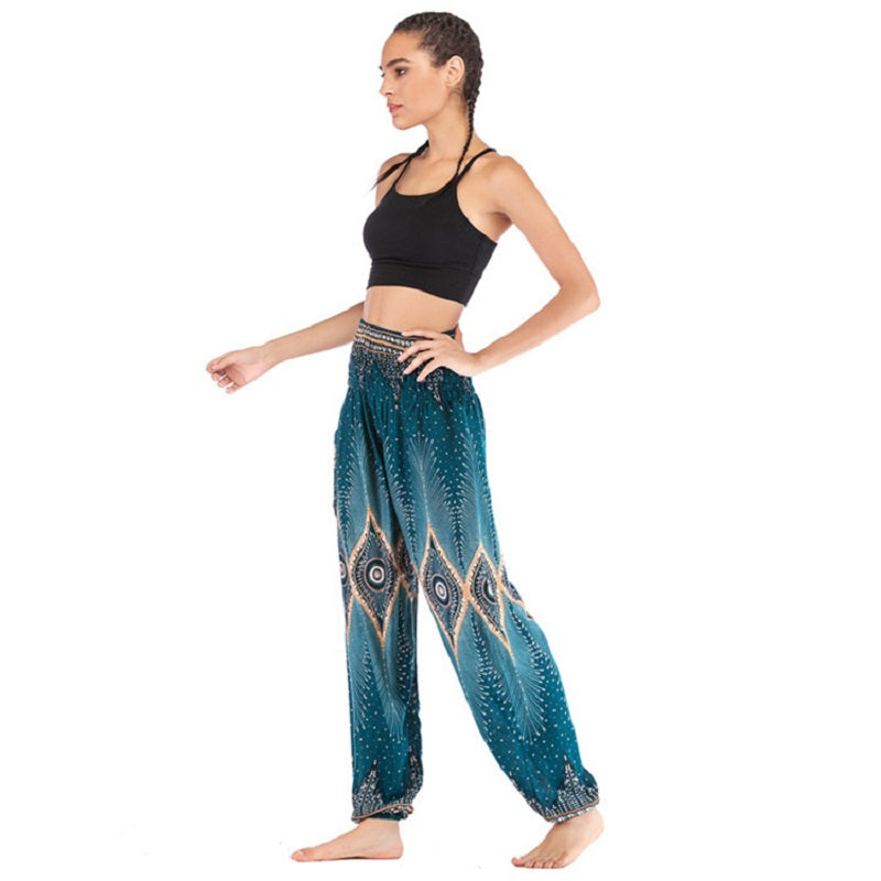 National Print High Waist Lantern Yoga Pants Mssza