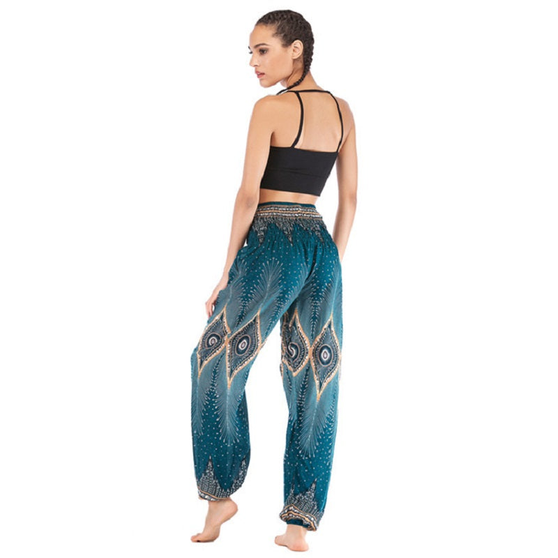 National Print High Waist Lantern Yoga Pants Mssza
