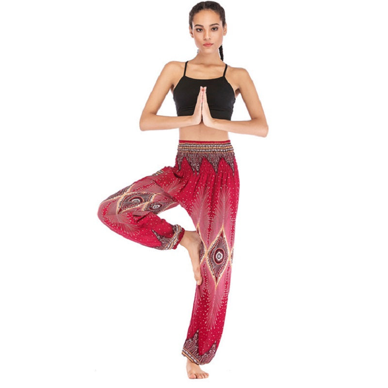National Print High Waist Lantern Yoga Pants Mssza