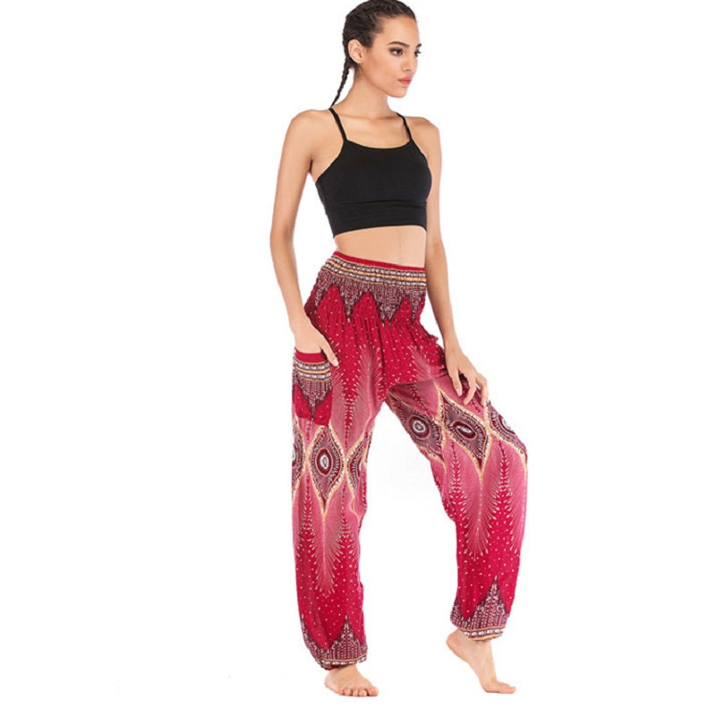 National Print High Waist Lantern Yoga Pants Mssza