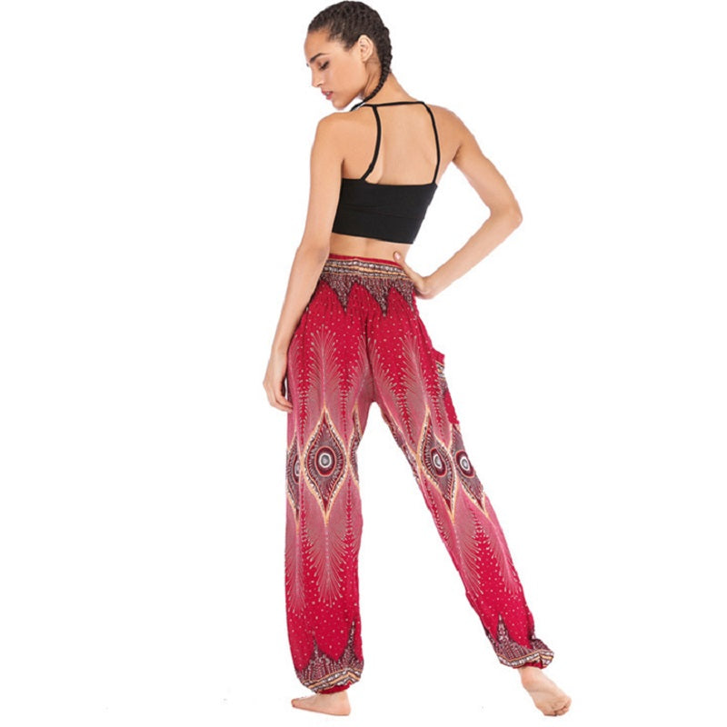 National Print High Waist Lantern Yoga Pants Mssza