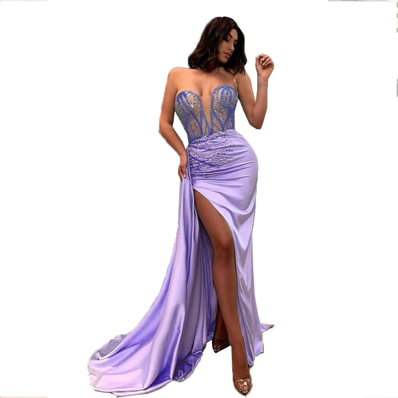 New  New Casual Light Purple Sequins  Prom Dresses Mssaz Desses