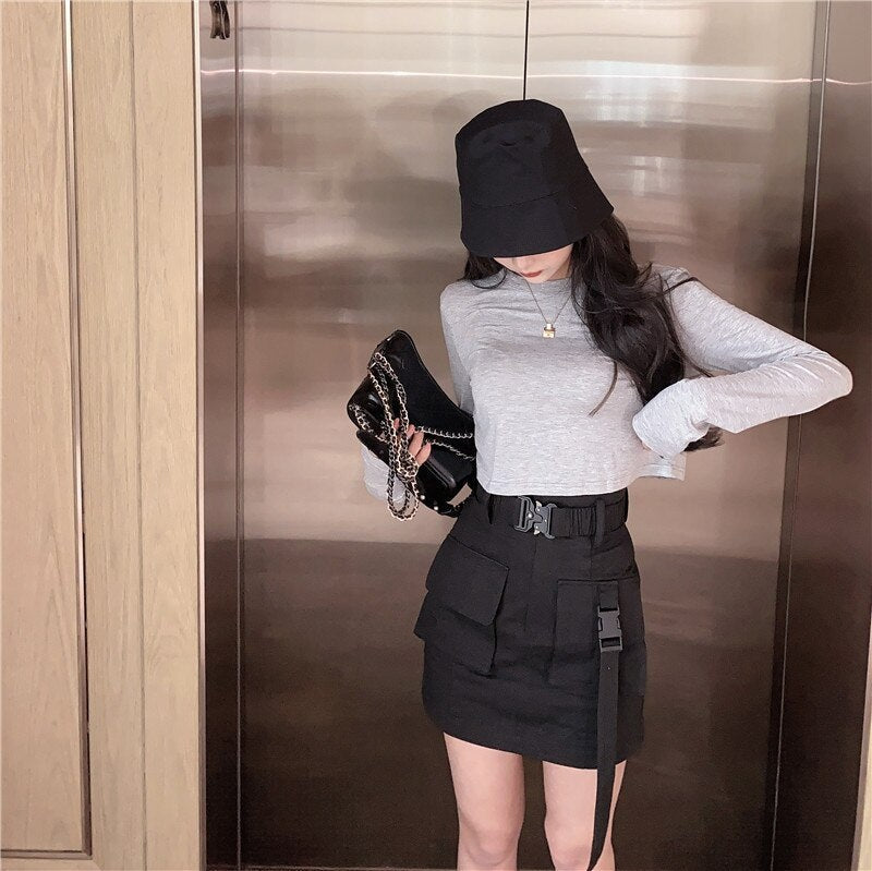 New Casual Short Solid Color Long Sleeve Base T-Shirt Mssza