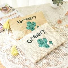 New Embroidery Cactus Banana Swimmer Straw Bag Woven Beach Handbag Mssza