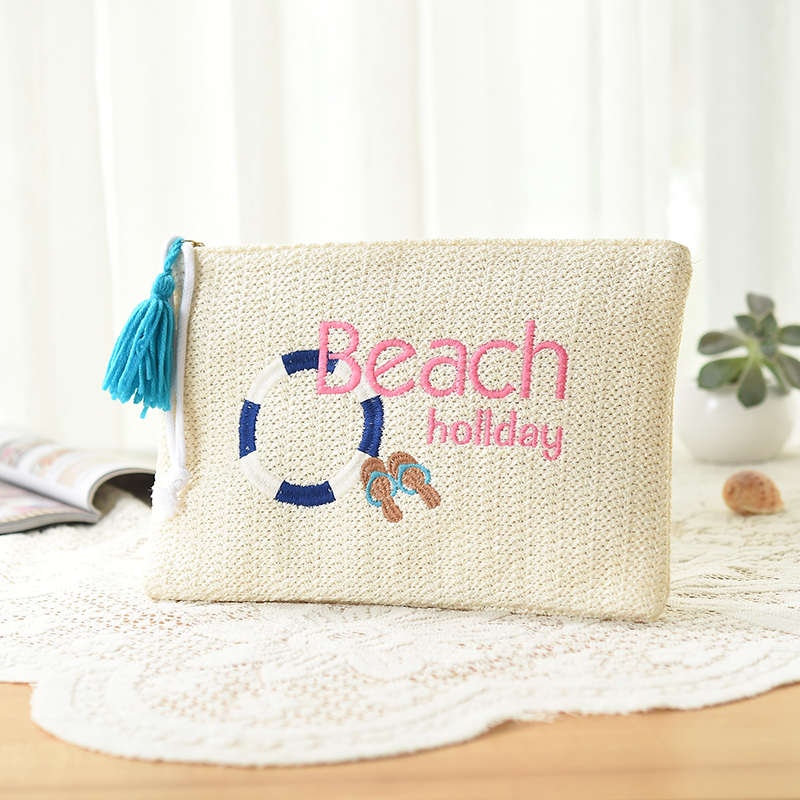 New Embroidery Cactus Banana Swimmer Straw Bag Woven Beach Handbag Mssza
