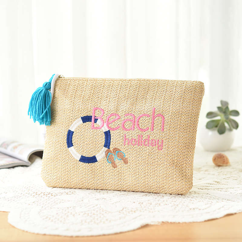 New Embroidery Cactus Banana Swimmer Straw Bag Woven Beach Handbag Mssza