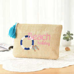 New Embroidery Cactus Banana Swimmer Straw Bag Woven Beach Handbag Mssza