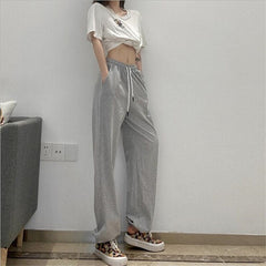 New Letter Printing Solid Color Loose Lace-Up Pants Mssza