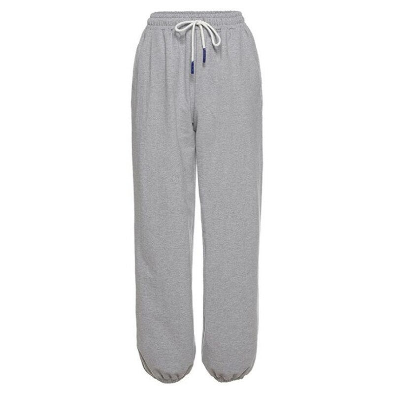 New Letter Printing Solid Color Loose Lace-Up Pants Mssza