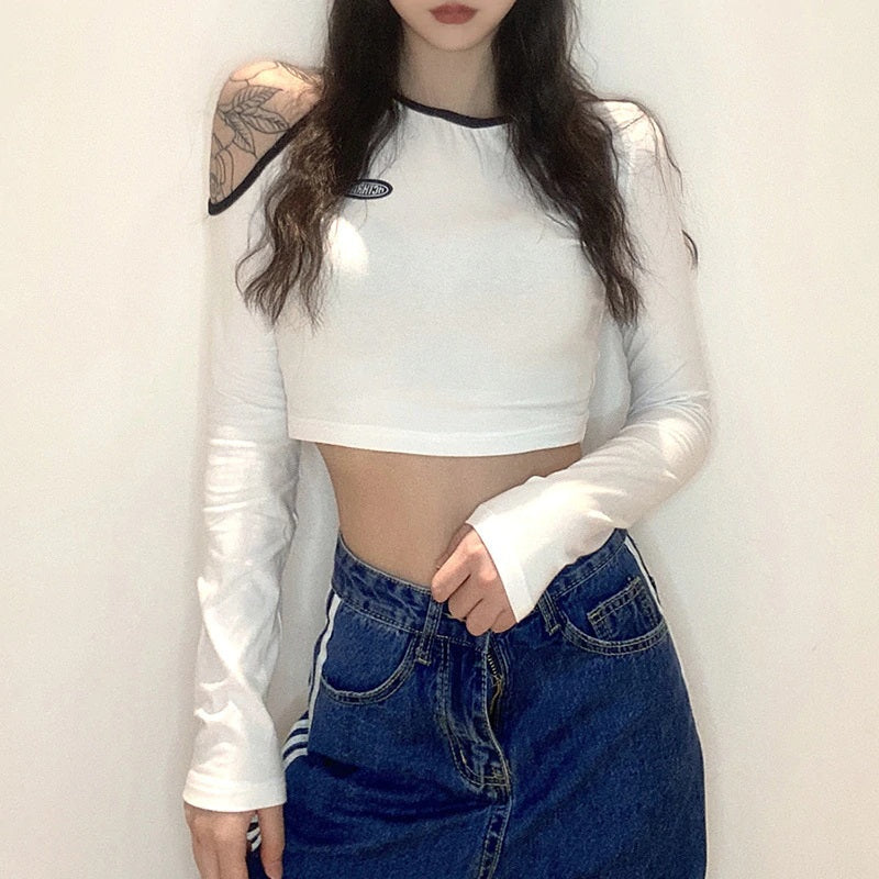 New Solid Color Slim  Long-Sleeved T-Shirt Mssza