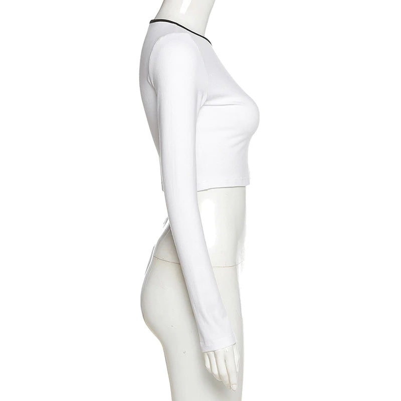 New Solid Color Slim  Long-Sleeved T-Shirt Mssza