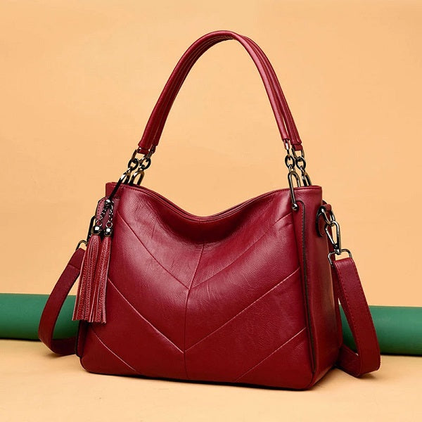 New Large Casual Shoulder Leather Retro Handbag Mssza