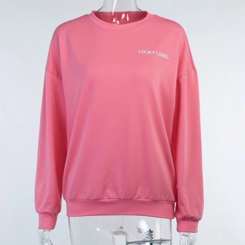 New Long Sleeve Loose Pullover Biker Shorts Two Piece Sets Mssza