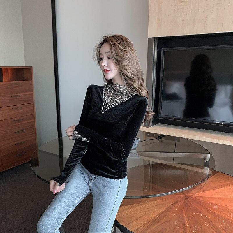 New Slim Shining Stitching Long Sleeve Base T-Shirt Mssza