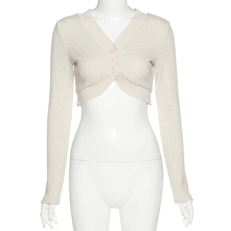 New Solid Color Slim V-Neck Long Sleeved Knitted T-Shirt Mssza
