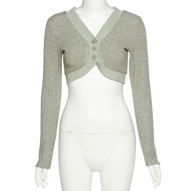 New Solid Color Slim V-Neck Long Sleeved Knitted T-Shirt Mssza