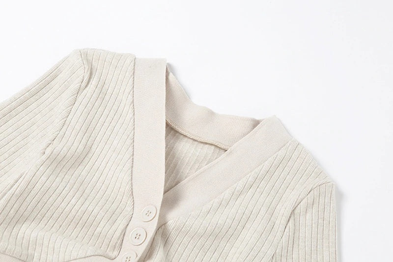 New Solid Color Slim V-Neck Long Sleeved Knitted T-Shirt Mssza