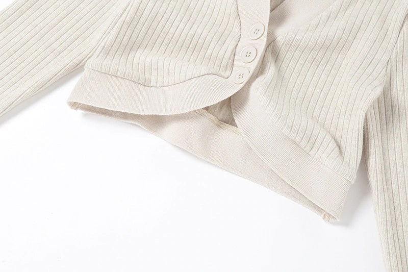 New Solid Color Slim V-Neck Long Sleeved Knitted T-Shirt Mssza