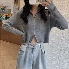 New Style Loose Short Hooded Knitted Cardigan T-Shirt Mssza