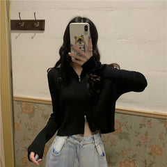 New Style Loose Short Hooded Knitted Cardigan T-Shirt Mssza