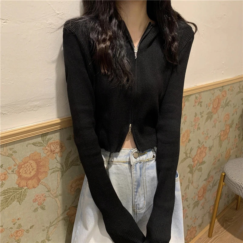 New Style Loose Short Hooded Knitted Cardigan T-Shirt Mssza