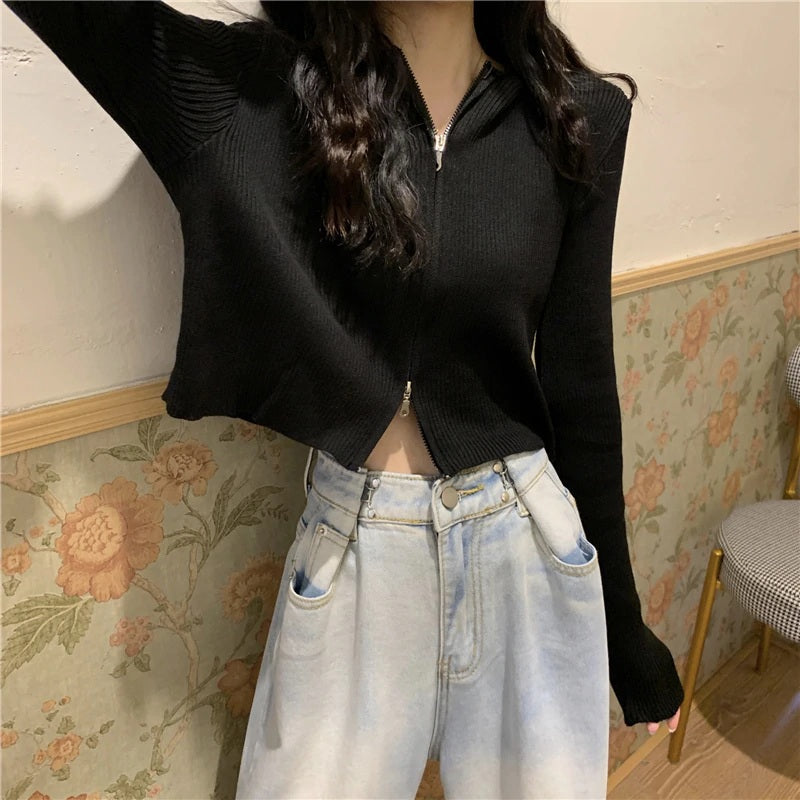 New Style Loose Short Hooded Knitted Cardigan T-Shirt Mssza