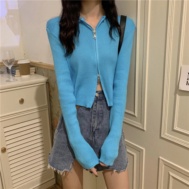New Style Loose Short Hooded Knitted Cardigan T-Shirt Mssza