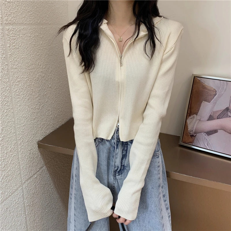 New Style Loose Short Hooded Knitted Cardigan T-Shirt Mssza